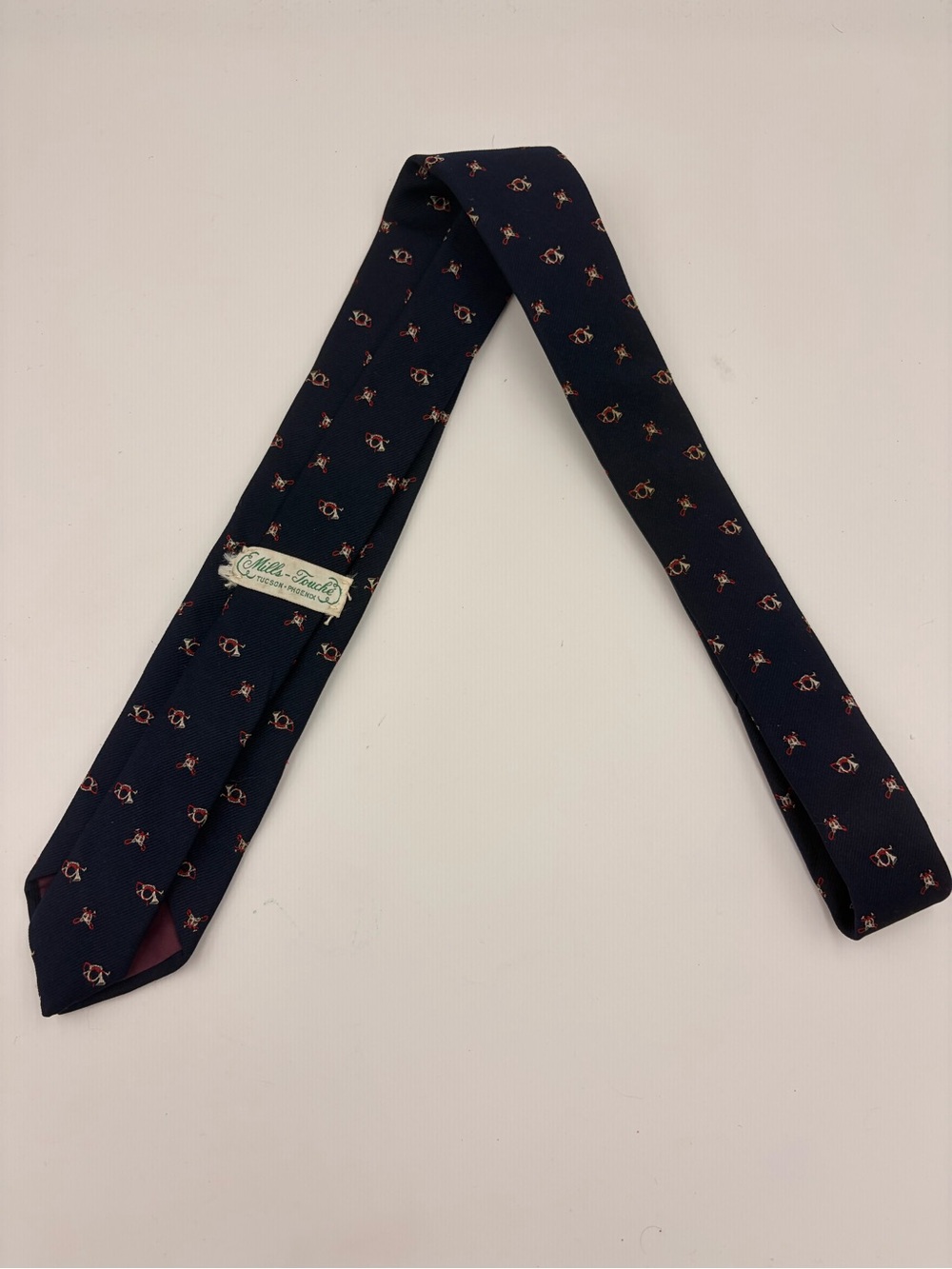 Mills Touche Mens Blue Trumpets AOP Tie Vintage Necktie Musical